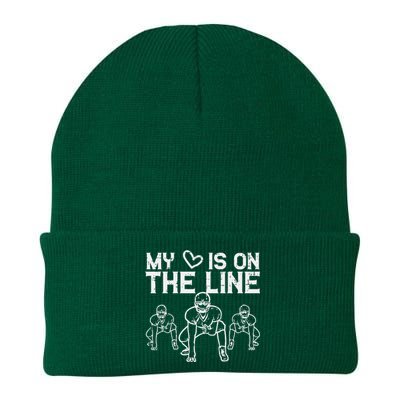 American Football My Heart Is On The Line Lineman Knit Cap Winter Beanie