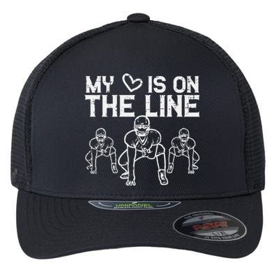 American Football My Heart Is On The Line Lineman Flexfit Unipanel Trucker Cap