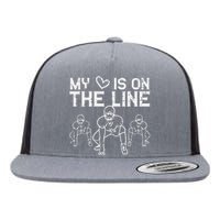 American Football My Heart Is On The Line Lineman Flat Bill Trucker Hat