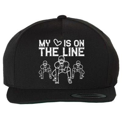 American Football My Heart Is On The Line Lineman Wool Snapback Cap