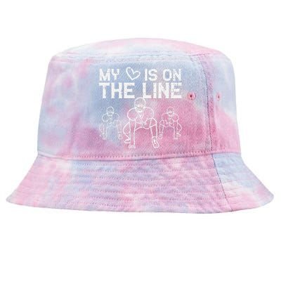 American Football My Heart Is On The Line Lineman Tie-Dyed Bucket Hat