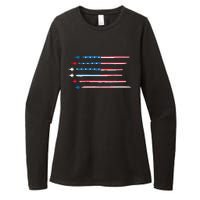 American Flag Military Jet Plane Aviation Womens CVC Long Sleeve Shirt