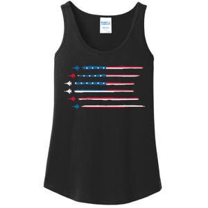 American Flag Military Jet Plane Aviation Ladies Essential Tank