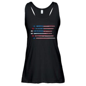 American Flag Military Jet Plane Aviation Ladies Essential Flowy Tank