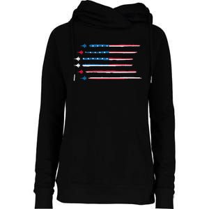 American Flag Military Jet Plane Aviation Womens Funnel Neck Pullover Hood