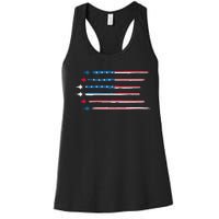 American Flag Military Jet Plane Aviation Women's Racerback Tank