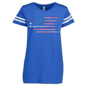 American Flag Military Jet Plane Aviation Enza Ladies Jersey Football T-Shirt