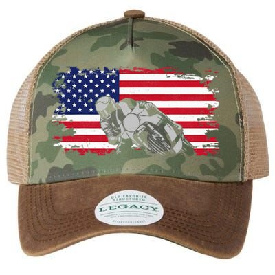 American Flag Motorcycle Legacy Tie Dye Trucker Hat