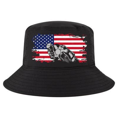 American Flag Motorcycle Cool Comfort Performance Bucket Hat