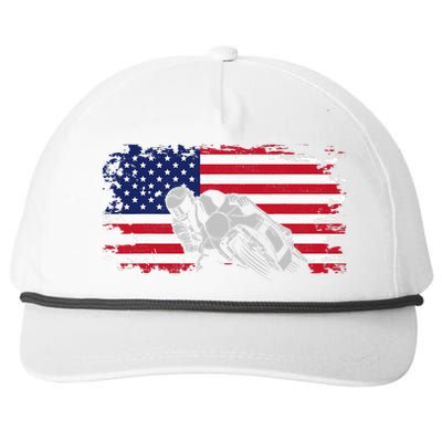 American Flag Motorcycle Snapback Five-Panel Rope Hat