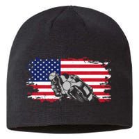 American Flag Motorcycle Sustainable Beanie