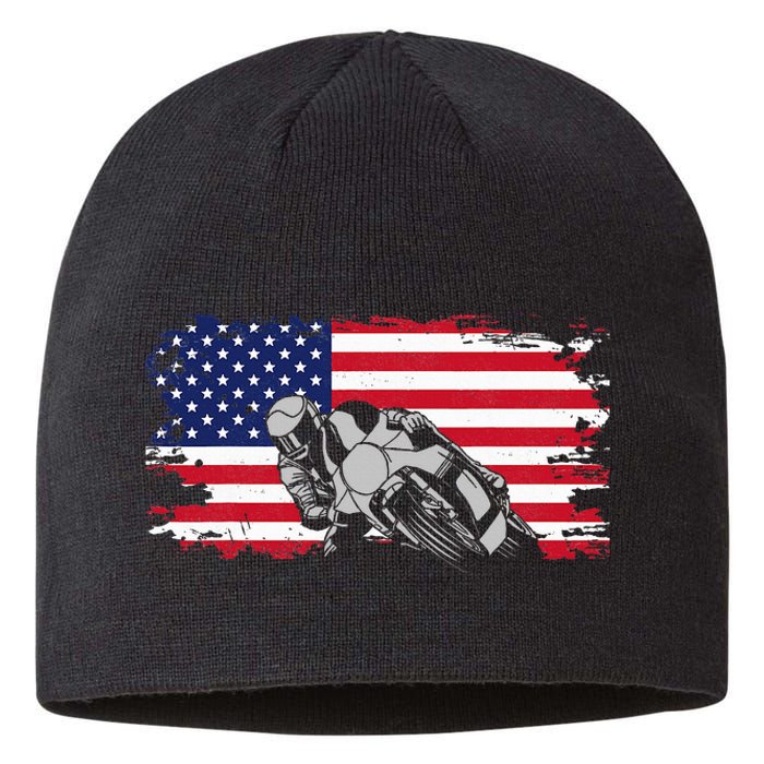 American Flag Motorcycle Sustainable Beanie