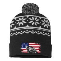 American Flag Motorcycle USA-Made Snowflake Beanie