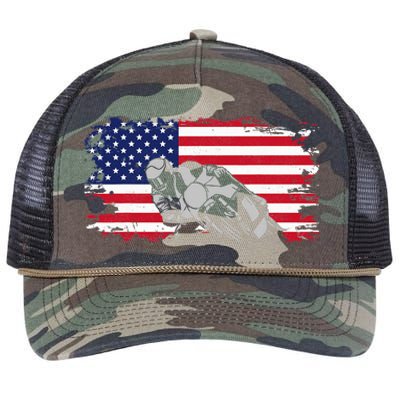 American Flag Motorcycle Retro Rope Trucker Hat Cap