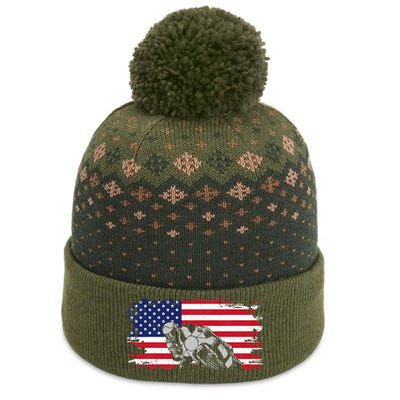 American Flag Motorcycle The Baniff Cuffed Pom Beanie