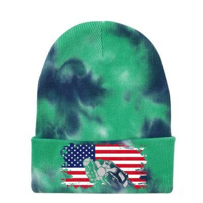 American Flag Motorcycle Tie Dye 12in Knit Beanie