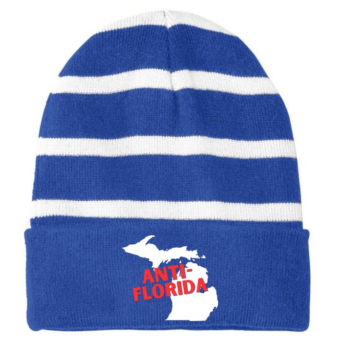 Antiflorida Funny Michigan Political Quote Democratic Gift Striped Beanie with Solid Band