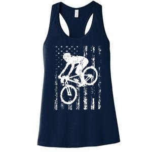 American Flag Mountain Bike, Mountain Bike Gift Women's Racerback Tank