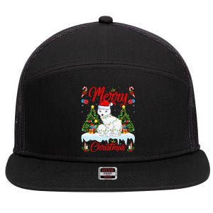 Arctic Fox Merry Christmas Tree Lighting Arctic Fox Xmas 7 Panel Mesh Trucker Snapback Hat