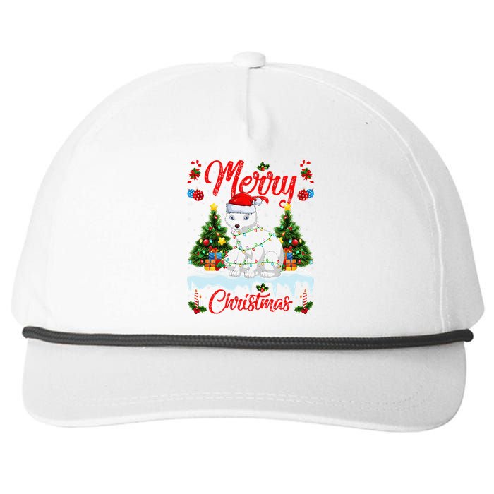 Arctic Fox Merry Christmas Tree Lighting Arctic Fox Xmas Snapback Five-Panel Rope Hat