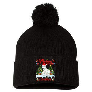 Arctic Fox Merry Christmas Tree Lighting Arctic Fox Xmas Pom Pom 12in Knit Beanie