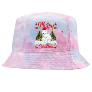 Arctic Fox Merry Christmas Tree Lighting Arctic Fox Xmas Tie-Dyed Bucket Hat