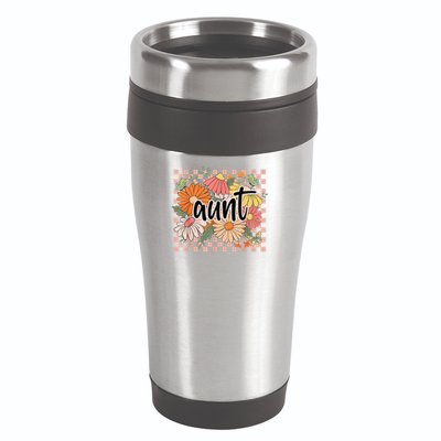 Aunt Floral Mother'S Day Wildflower Girl Checkered 16oz Travel Tumbler