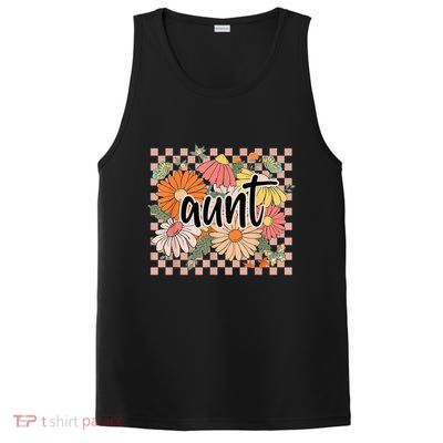 Aunt Floral Mother'S Day Wildflower Girl Checkered PosiCharge Competitor Tank