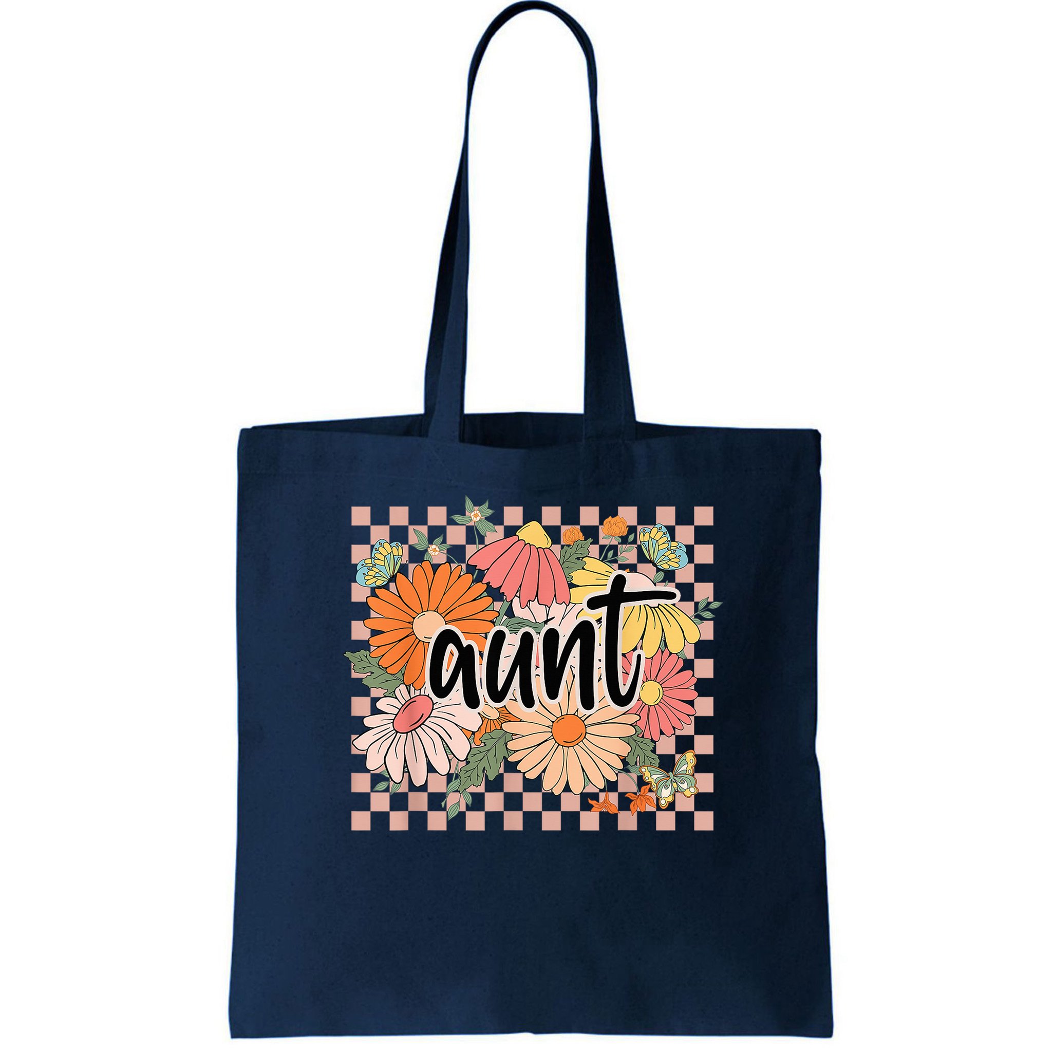 Aunt Floral Mother'S Day Wildflower Girl Checkered Bag