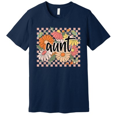 Aunt Floral Mother'S Day Wildflower Girl Checkered Premium T-Shirt