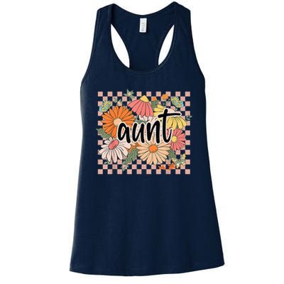 Aunt Floral Mother'S Day Wildflower Girl Checkered Womens Tank Top