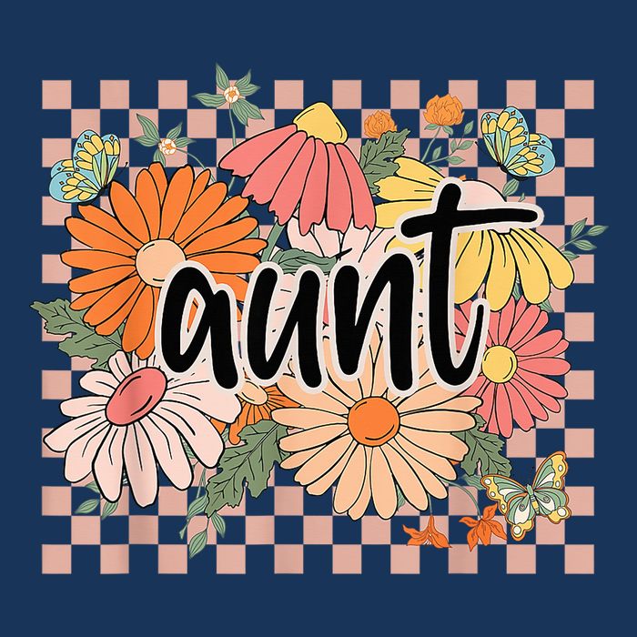 Aunt Floral Mother'S Day Wildflower Girl Checkered Womens Tank Top