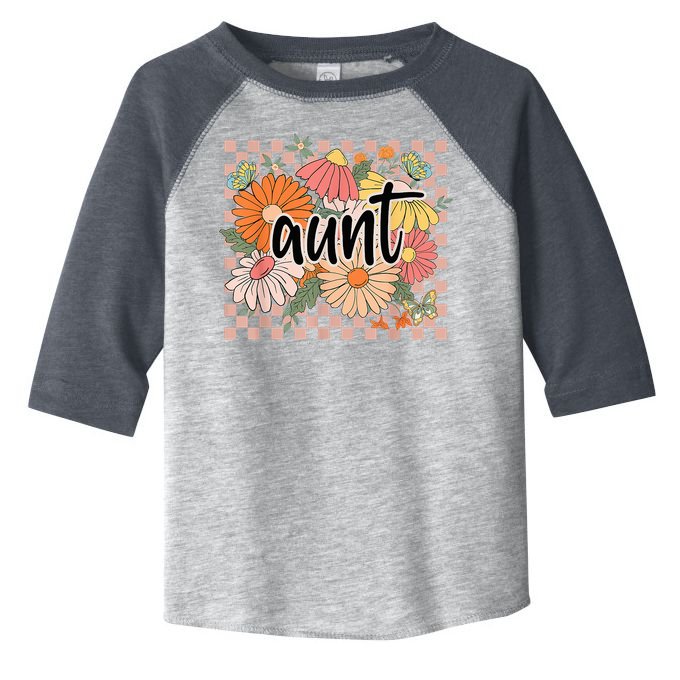 Aunt Floral Mother'S Day Wildflower Girl Checkered Toddler Fine Jersey T-Shirt