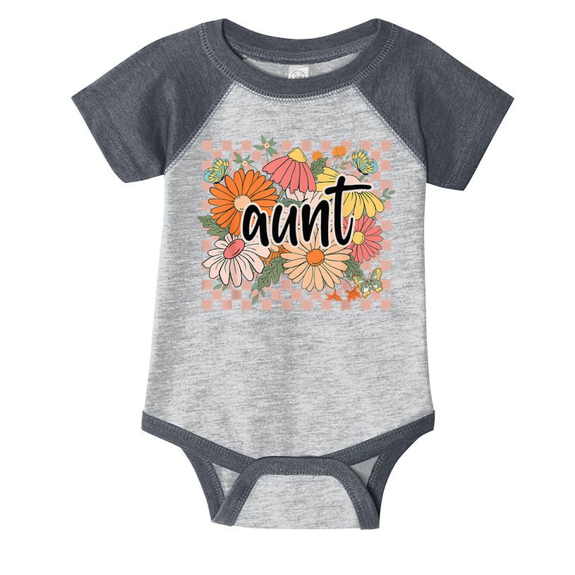 Aunt Floral Mother'S Day Wildflower Girl Checkered Infant Baby Jersey Bodysuit