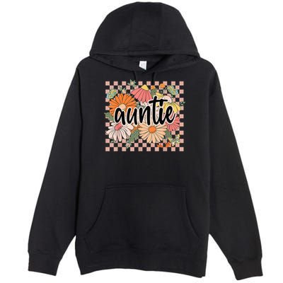 Auntie Floral Mother'S Day Wildflower Girl Checkered Premium Pullover Hoodie