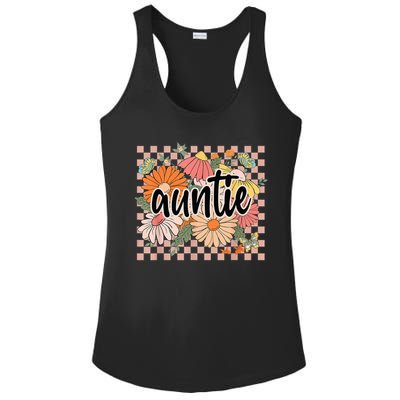 Auntie Floral Mother'S Day Wildflower Girl Checkered Ladies PosiCharge Competitor Racerback Tank