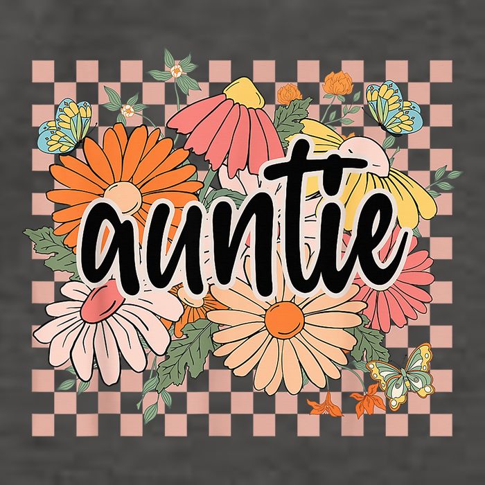 Auntie Floral Mother'S Day Wildflower Girl Checkered Vector Backpack