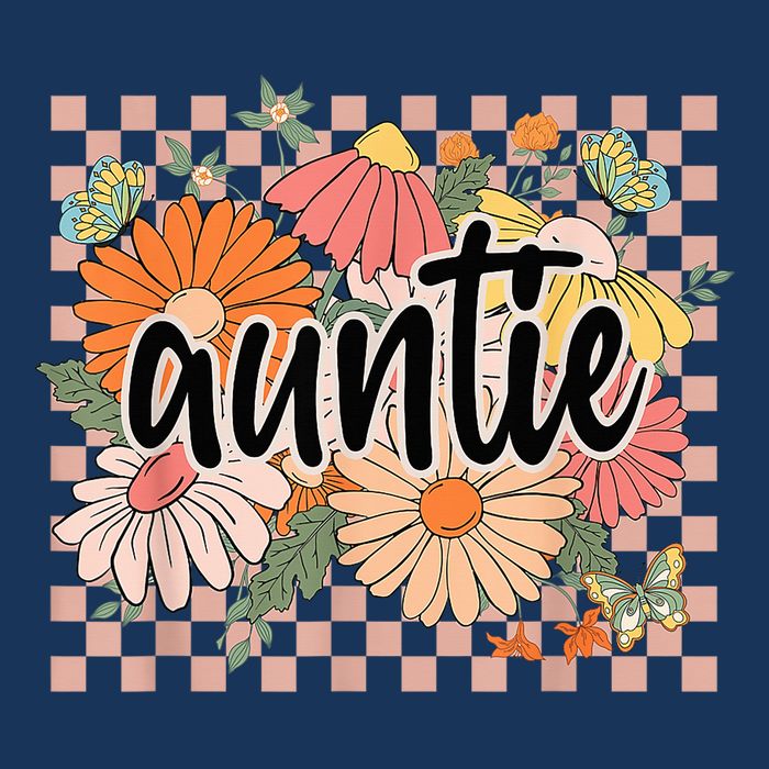 Auntie Floral Mother'S Day Wildflower Girl Checkered Womens Tank Top