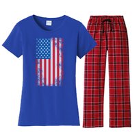 American Flag Meaningful Gift Women's Flannel Pajama Set