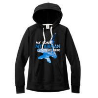 Air Force Mom My Son My Airman Hero Air Force Dad Gift Women's Fleece Hoodie