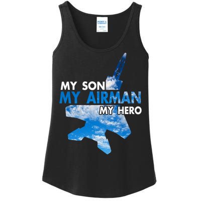 Air Force Mom My Son My Airman Hero Air Force Dad Gift Ladies Essential Tank