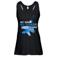 Air Force Mom My Son My Airman Hero Air Force Dad Gift Ladies Essential Flowy Tank