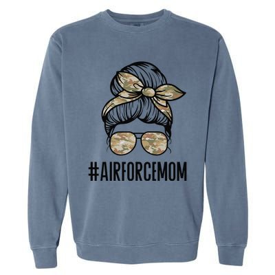 Air Force Mom Messy Bun Sunglasses Military Mom Mother's Day Garment-Dyed Sweatshirt