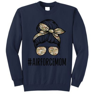 Air Force Mom Messy Bun Sunglasses Military Mom Mother's Day Tall Sweatshirt