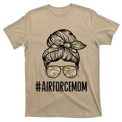 Air Force Mom Messy Bun Sunglasses Military Mom Mother's Day T-Shirt