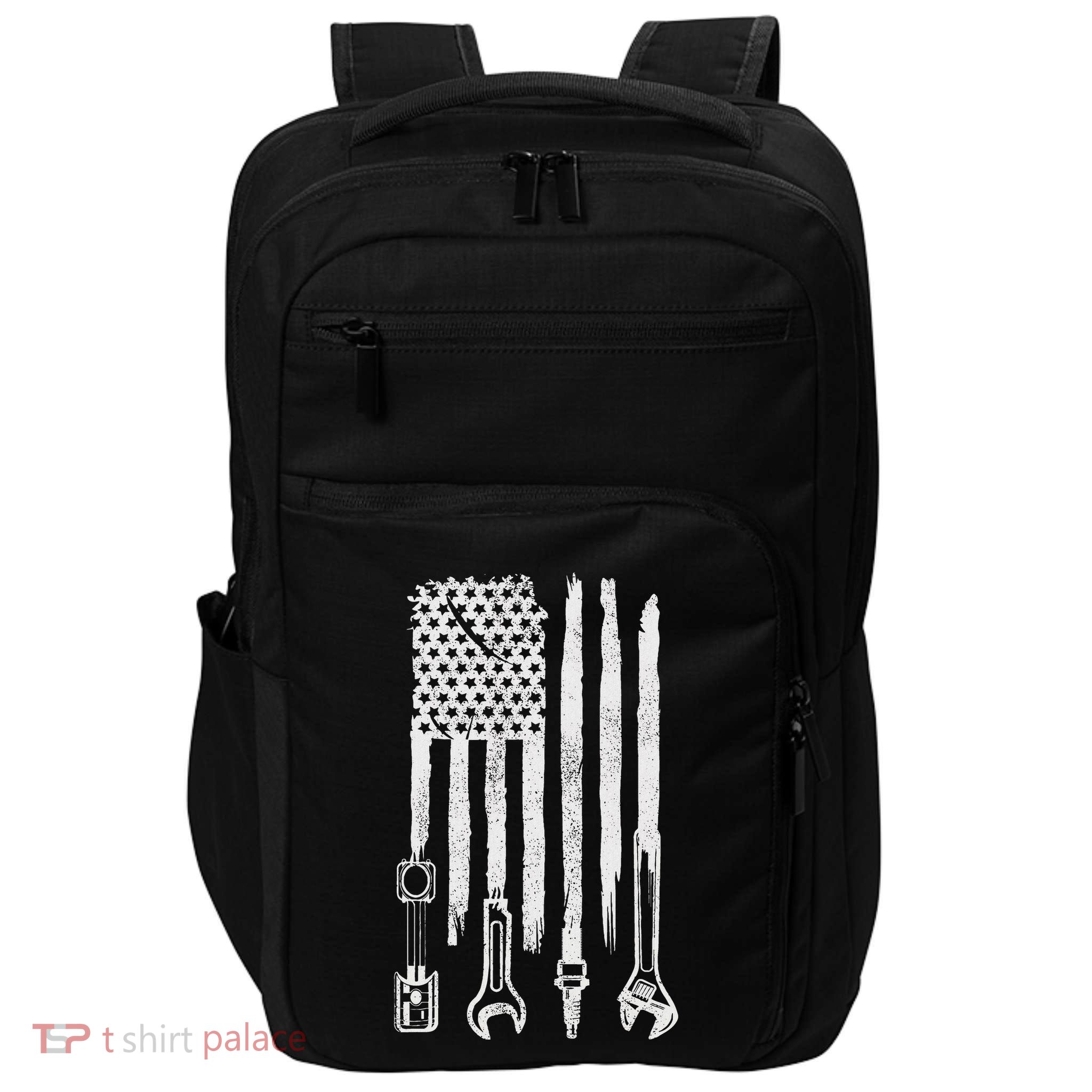 American Flag Mechanic Tools Car Fixing Essentials Mechanic Impact Tech Backpack