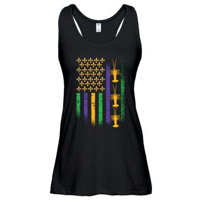 American Flag Mardi Gras Ladies Essential Flowy Tank