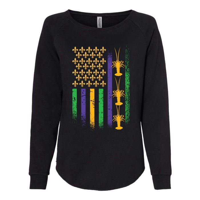 American Flag Mardi Gras Womens California Wash Sweatshirt