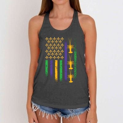 American Flag Mardi Gras Women's Knotted Racerback Tank