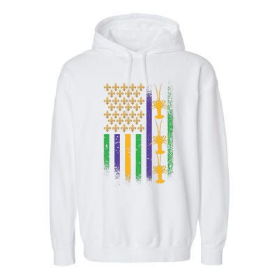 American Flag Mardi Gras Garment-Dyed Fleece Hoodie